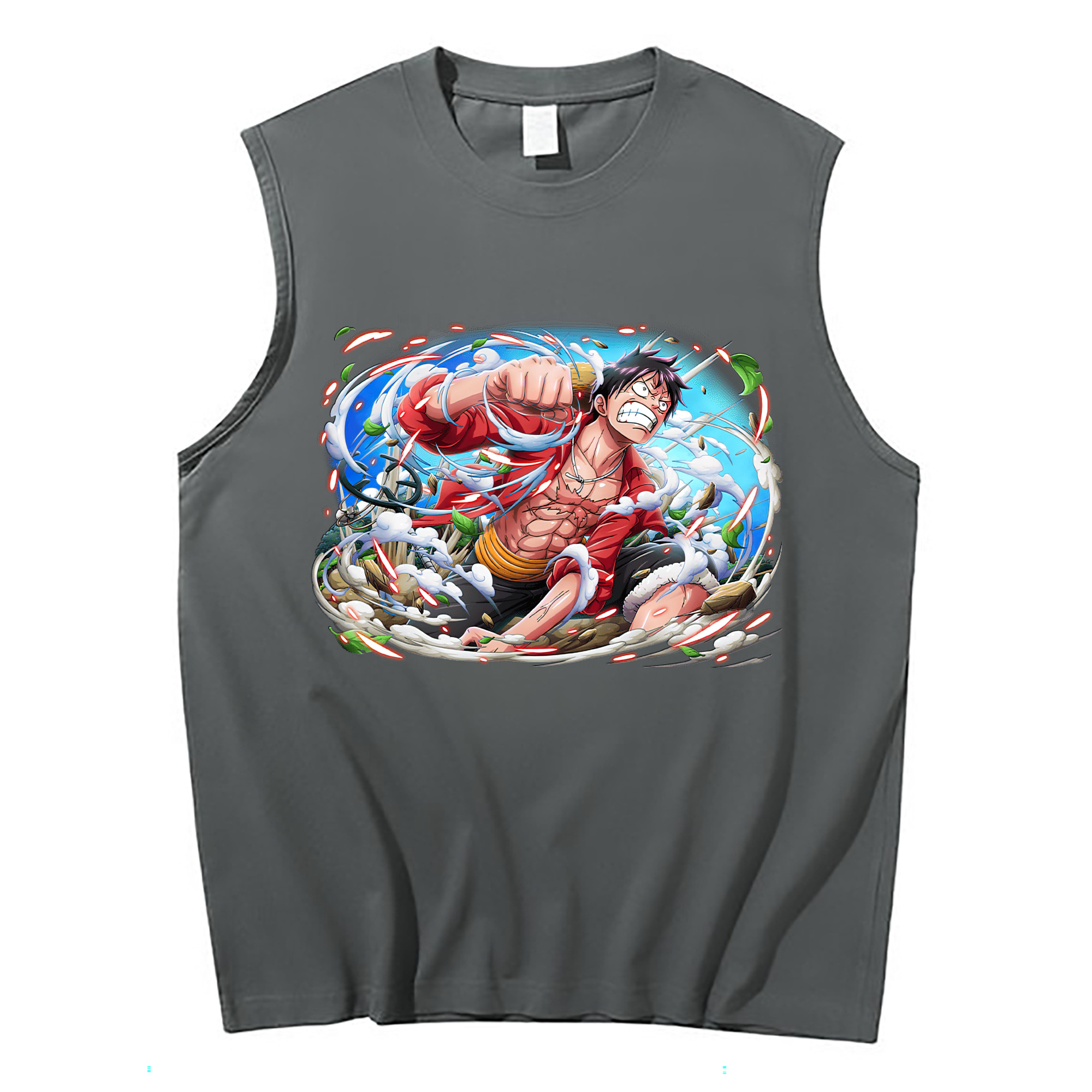 ワンピース モンキー・D・ルフィ ONE PIECE Monkey D. Luffy コットン100％タンクトップ（フロントプリント）